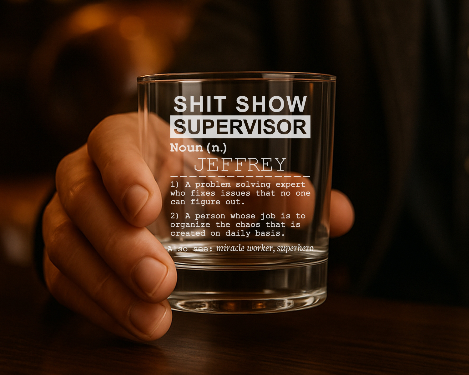 Personalized Shit Show Supervisor, Sarcastic Work Mug, Funny Coworker Gift, Birthday Gift For Boss, Friends, Whiskey Glass, Glassware