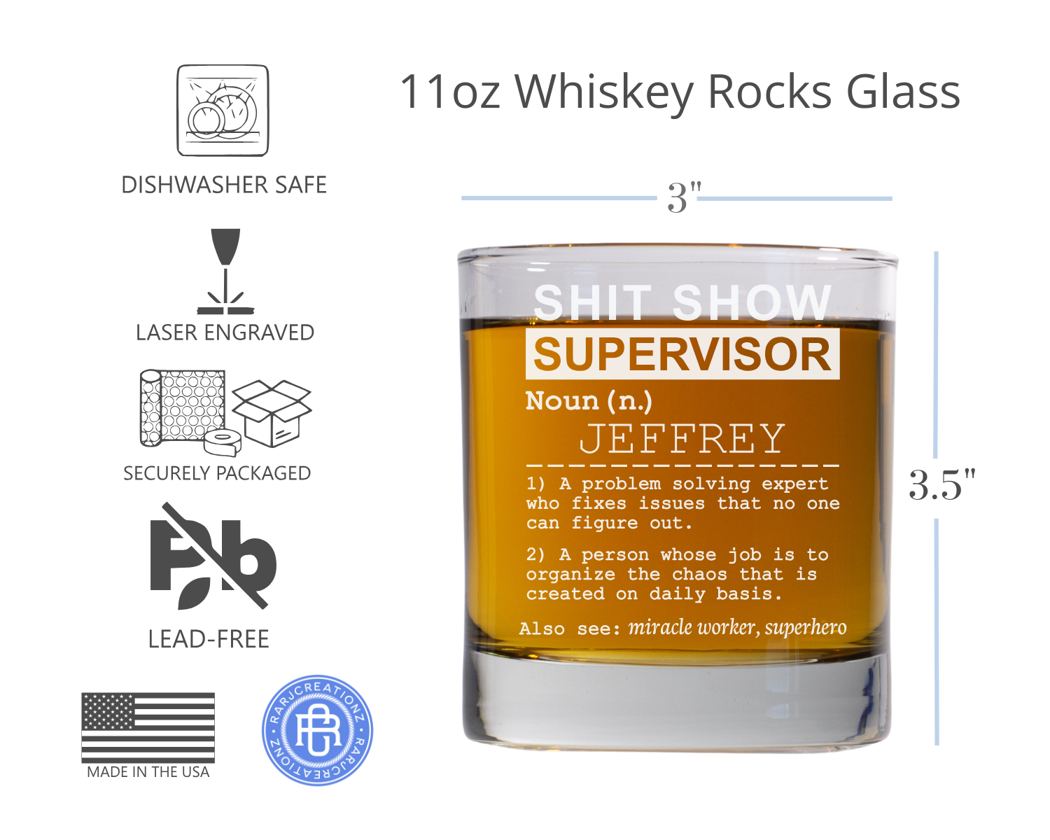 Personalized Shit Show Supervisor, Sarcastic Work Mug, Funny Coworker Gift, Birthday Gift For Boss, Friends, Whiskey Glass, Glassware