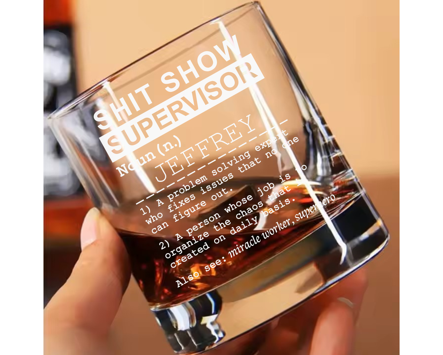 Personalized Shit Show Supervisor, Sarcastic Work Mug, Funny Coworker Gift, Birthday Gift For Boss, Friends, Whiskey Glass, Glassware